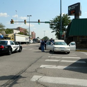 Two Car Crash Slows Main Street Traffic